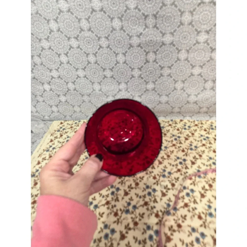 Ruby Red Glass Vase Candle Holder Set of 3‎ Bud Vases Home Decor Floral Accent